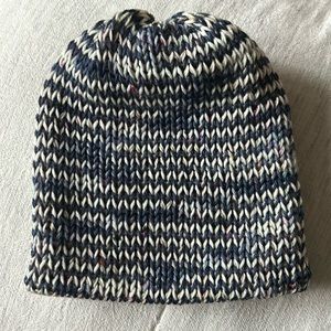 Kids Beanie Hand Dyed Yarn Blue with speckles of color - Size small